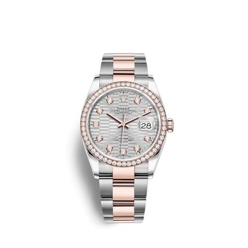 Rolex Datejust 36 Stainless Steel / Everose / Diamond / Silver - Fluted - Diamond / Oyster 126281RBR-0028