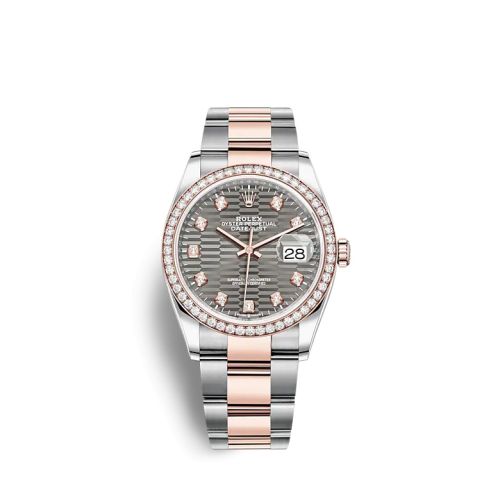 Rolex Datejust 36 Stainless Steel / Everose / Diamond / Slate - Fluted - Diamond / Oyster 126281RBR-0030