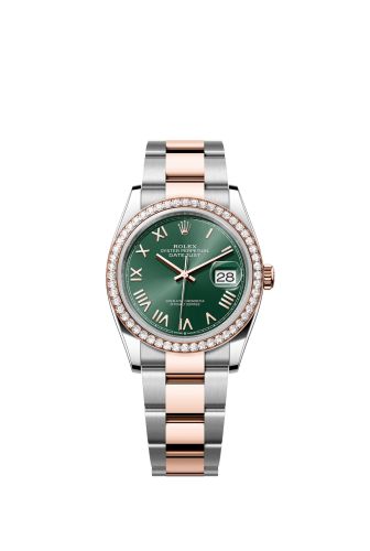 Rolex Datejust 36 Stainless Stainless Steel - Everose - Diamond / Mint Green Roman / Oyster 126281RBR-0040