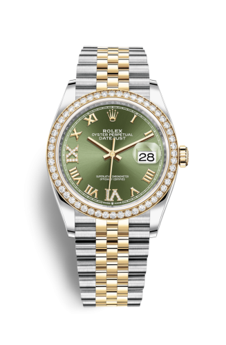 Rolex Datejust 36 Stainless Steel / Yellow Gold / Diamond / Olive Green Roman Diamond / Jubilee 126283RBR-0011