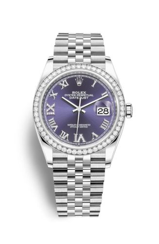 Rolex Datejust 36 Stainless Steel / Diamond / Aubergine Roman-Diamonds / Jubilee 126284RBR-0013