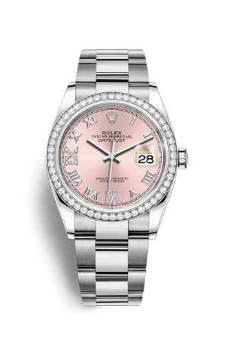 Rolex Datejust 36 Stainless Steel / Diamond / Pink Roman-Diamonds / Oyster 126284RBR-0024