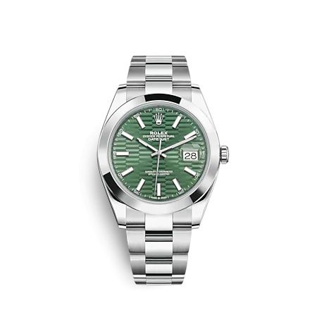 Rolex Datejust 41 Stainless Steel Smooth / Oyster / Green - Fluted 126300-0021