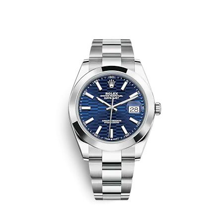 Rolex Datejust 41 Stainless Steel Smooth / Oyster / Blue - Fluted 126300-0023