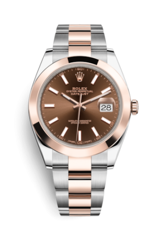 Rolex Datejust 41 Rolesor Everose Smooth / Oyster / Chocolate 126301-0001