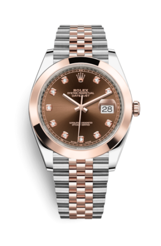 Rolex Datejust 41 Rolesor Everose Smooth / Jubilee / Chocolate - Diamond 126301-0004
