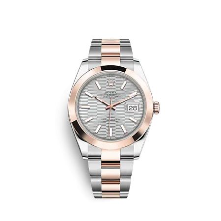 Rolex Datejust 41 Rolesor Everose - Smooth / Oyster / Silver - Fluted 126301-0017