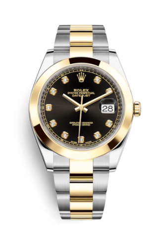 Rolex Datejust 41 Rolesor Yellow Smooth / Oyster / Black - Diamond 126303-0005