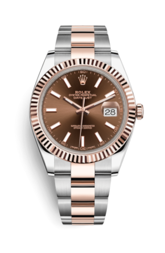Rolex Datejust 41 Rolesor Everose Fluted / Oyster / Chocolate 126331-0001