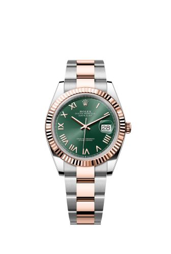 Rolex Datejust 41 Stainless Steel - Everose - Fluted / Mint Green Roman / Oyster 126331-0021