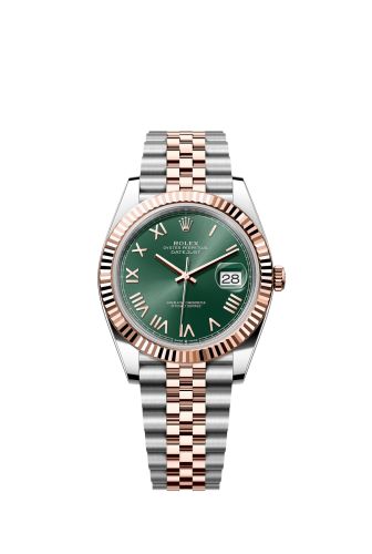 Rolex Datejust 41 Stainless Steel - Everose - Fluted / Mint Green Roman / Jubilee 126331-0022