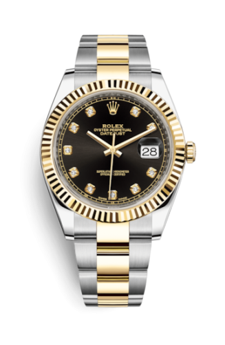 Rolex Datejust 41 Rolesor Yellow Fluted / Oyster / Black - Diamond 126333-0005