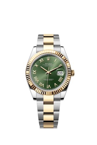 Rolex Datejust 41 Stainless Steel - Yellow Gold - Fluted / Green Roman / Oyster 126333-0023