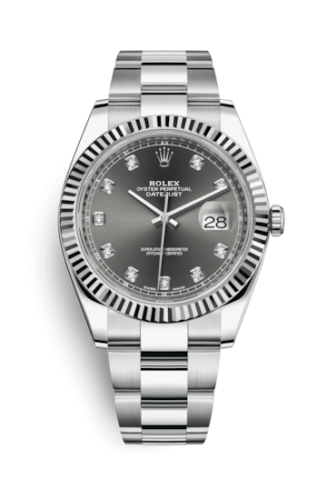 Rolex Datejust 41 Stainless Steel Fluted / Oyster / Dark Rhodium - Diamond 126334-0005