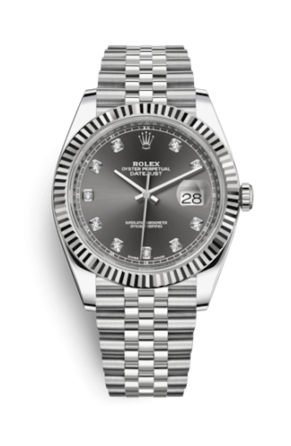 Rolex Datejust 41 Stainless Steel Fluted / Jubilee / Dark Rhodium - Diamond 126334-0006