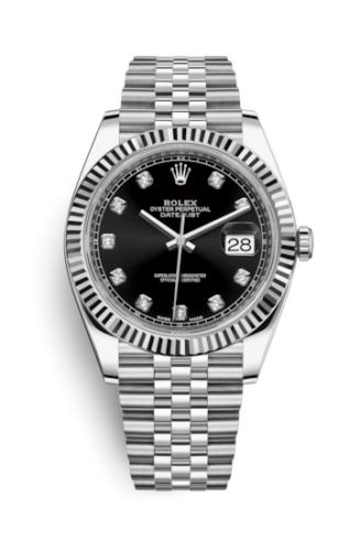 Rolex Datejust 41 Stainless Steel Fluted / Jubilee / Black - Diamond 126334-0012
