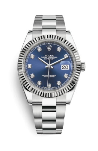 Rolex Datejust 41 Stainless Steel Fluted / Oyster / Blue - Diamond 126334-0015