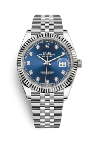 Rolex Datejust 41 Stainless Steel Fluted / Jubilee / Blue - Diamond 126334-0016