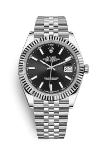 Rolex Datejust 41 Stainless Steel Fluted / Jubilee / Black 126334-0018