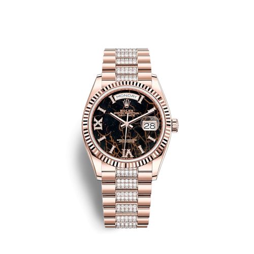Rolex Day-Date 36 Everose Gold / Fluted / Eisenkiesel / President-Diamond 128235-0042