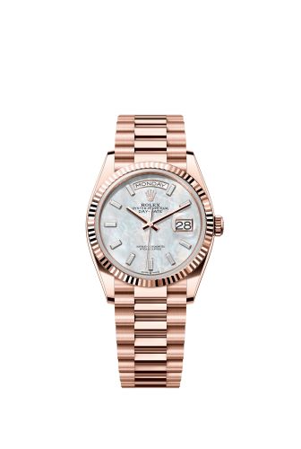 Rolex Day-Date 36 Everose Gold - Fluted / MOP - Baguette / President 128235-0078