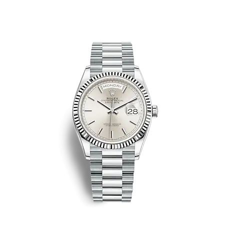 Rolex Day-Date 36 Platinum - Fluted / Silver / President 128236-0001
