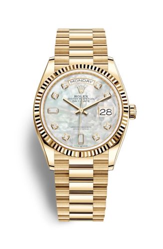 Rolex Day-Date 36 Yellow Gold / Fluted / MOP-Diamond / President 128238-0011