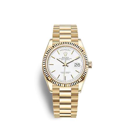 Rolex Day-Date 36 Yellow Gold / Fluted / White / President 128238-0081