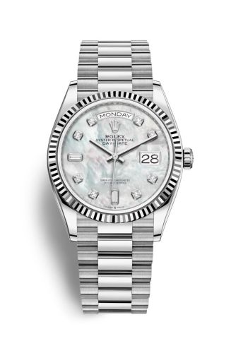 Rolex Day-Date 36 White Gold / Fluted / MOP-Diamond / President 128239-0007