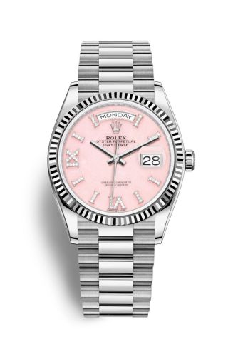 Rolex Day-Date 36 White Gold / Fluted / Opal-Diamond / President 128239-0021