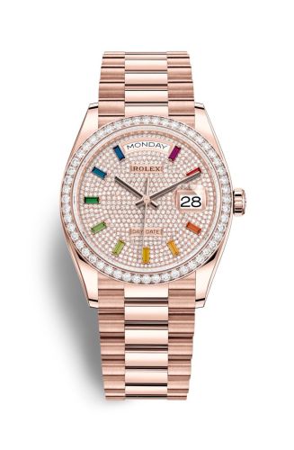 Rolex Day-Date 36 Everose Gold / Diamond / Paved-Rainbow / President 128345RBR-0042