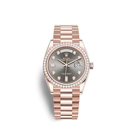 Rolex Day-Date 36 Everose Gold - Diamond / Slate - Diamond / President 128345RBR-0052