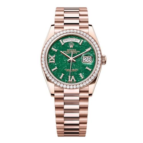 Rolex Day-Date 36 Everose Gold - Diamond / Green Aventurine / President 128345RBR-0068