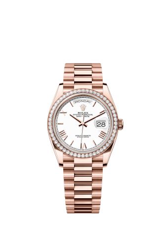 Rolex Day-Date 36 Everose Gold / Diamond / White - Roman / President 128345RBR-0070
