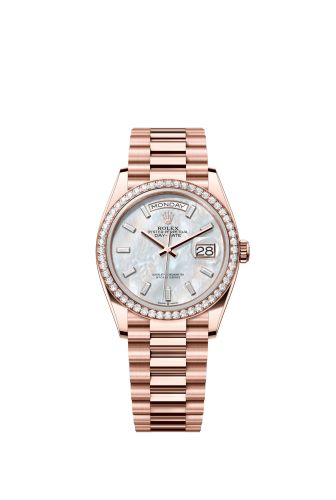 Rolex Day-Date 36 Everose Gold / Diamond / MOP - Baguette / President 128345RBR-0077