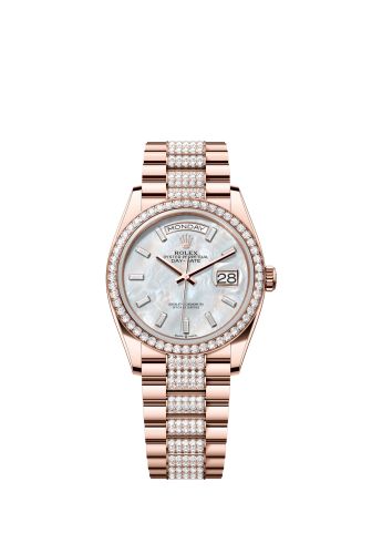 Rolex Day-Date 36 Everose Gold / Diamond / MOP - Baguette / President - Diamond 128345RBR-0078