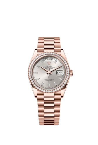 Rolex Day-Date 36 Everose Gold - Diamond / Silver - Baguette / President 128345RBR-0081