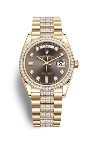 Rolex Day-Date 36 Yellow Gold / Diamond / Dark Grey - Diamond / President - Diamond 128348RBR-0007