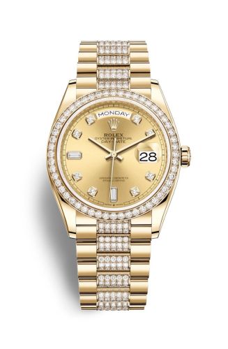 Rolex Day-Date 36 Yellow Gold / Diamond / Champagne - Diamond / President - Diamond 128348RBR-0010