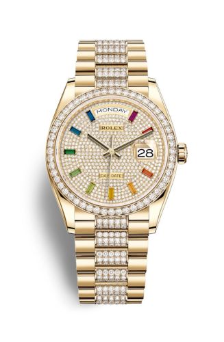 Rolex Day-Date 36 Yellow Gold / Diamond / Paved - Rainbow / President - Diamond 128348RBR-0031