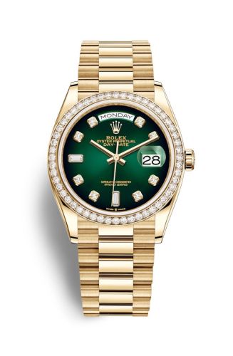 Rolex Day-Date 36 Yellow Gold / Diamond / Green Ombré - Diamond / President 128348RBR-0035