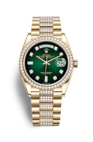 Rolex Day-Date 36 Yellow Gold / Diamond / Green Ombré - Diamond / President - Diamond 128348RBR-0036