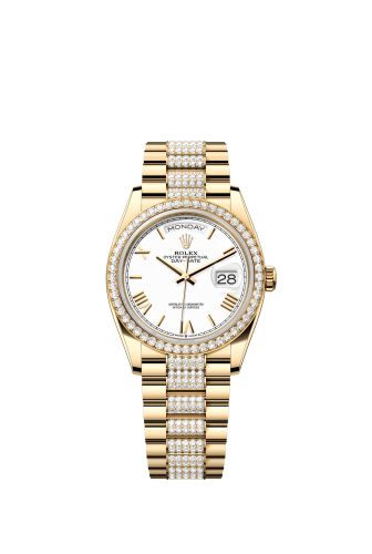 Rolex Day-Date 36 Yellow Gold - Diamond / White - Roman / President - Diamond 128348RBR-0065