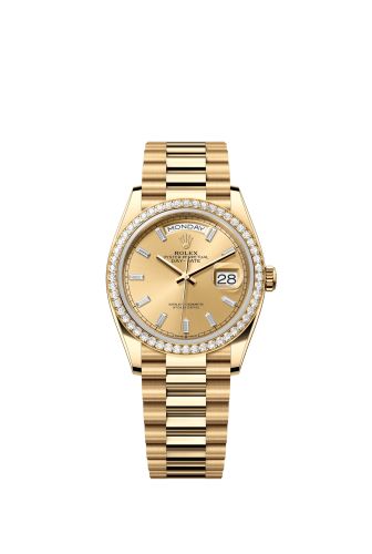 Rolex Day-Date 36 Yellow Gold - Diamond / Champagne - Baguette / President 128348RBR-0080