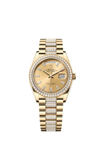 Rolex Day-Date 36 Yellow Gold - Diamond / Champagne - Baguette / President - Diamond 128348RBR-0081