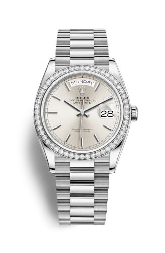Rolex Day-Date 36 White Gold / Diamond / Silver / President 128349RBR-0001