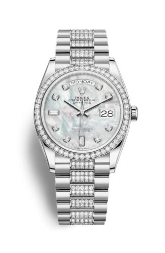 Rolex Day-Date 36 White Gold / Diamond / MOP - Diamond / President - Diamond 128349RBR-0014
