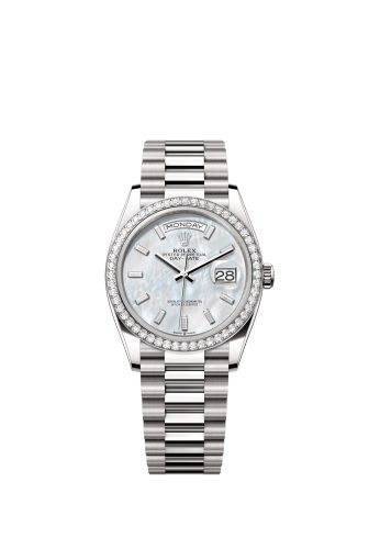 Rolex Day-Date 36 White Gold - Diamond / MOP - Baguette / President 128349RBR-0049