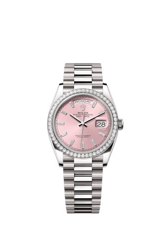 Rolex Day-Date 36 White Gold - Diamond / Pink - Baguette / President 128349RBR-0053