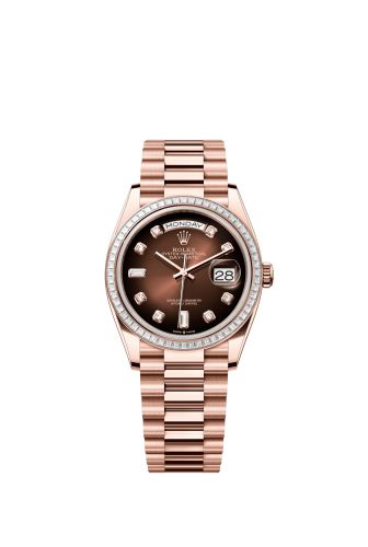 Rolex Day-Date 36 Everose Gold - Baguette / Brown Ombré - Diamond / President 128395TBR-0004
